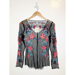 NWT Free People Intimately Floral Sheer Mesh Embroidery Size M